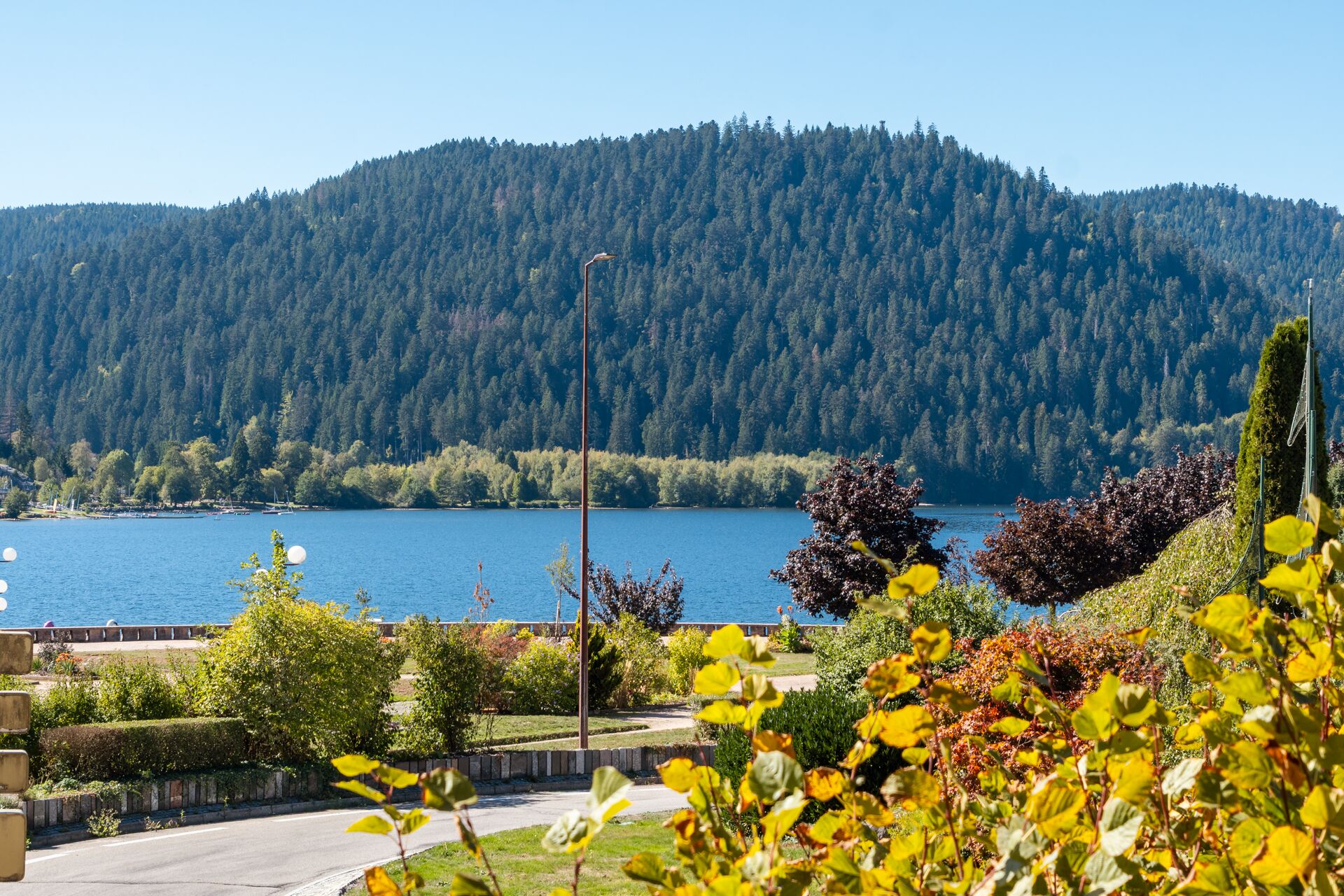 Vue panoramique sur le lac de Gérardmer depuis la chambre deluxe avec balcon, hôtel La Réserve